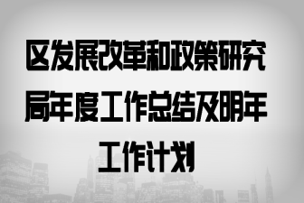 区发展改革和政策研究局年度工作总结及明年工作计划