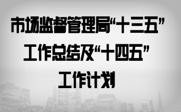市场监督管理局“十三五”工作总结及“十四五”工作计划