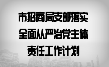 市招商局支部落实全面从严治党主体责任工作计划