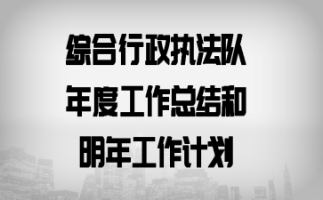 综合行政执法队年度工作总结和明年工作计划
