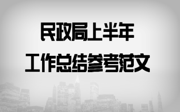 区民政局上半年工作总结参考范文
