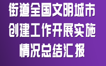 街道全国文明城市创建工作开展实施情况总结汇报