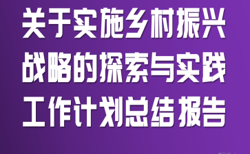 关于实施乡村振兴战略的探索与实践工作计划总结报告