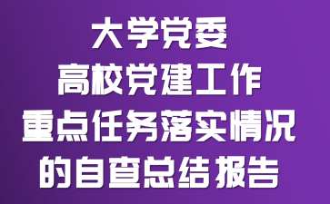 大学党委《高校党建工作重点任务》落实情况的自查总结报告