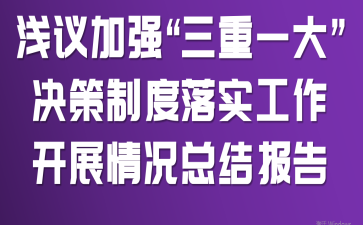 浅议加强“三重一大”决策制度落实工作开展情况总结报告