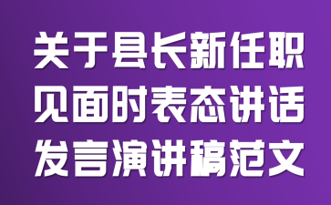 关于县长新任职见面时表态讲话发言演讲稿范文
