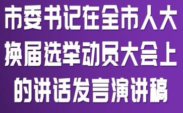 市委书记在全市人大换届选举动员大会上的讲话发言演讲稿