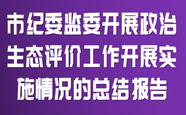 市纪委监委开展政治生态评价工作开展实施情况的总结报告