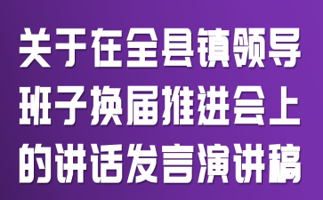 关于在全县镇领导班子换届推进会上的讲话发言演讲稿