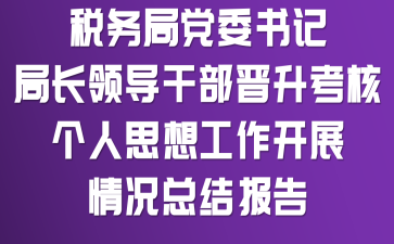 税务局党委书记、局长领导干部晋升考核个人思想工作开展情况总结报告
