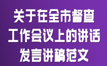 关于在全市督查工作会议上的讲话发言讲稿范文
