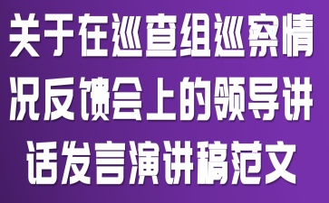 关于在巡查组巡察情况反馈会上的领导讲话发言演讲稿范文