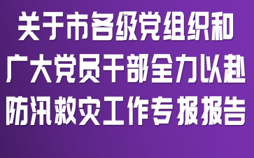 关于市各级党组织和广大党员干部全力以赴防汛救灾工作专报报告