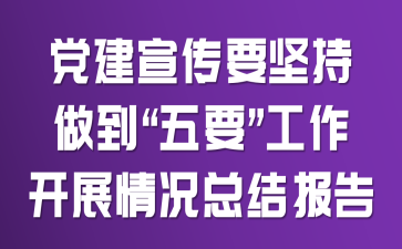党建宣传要坚持做到“五要”工作开展情况总结报告