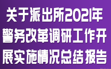 关于派出所2021年警务改革调研工作开展实施情况总结报告
