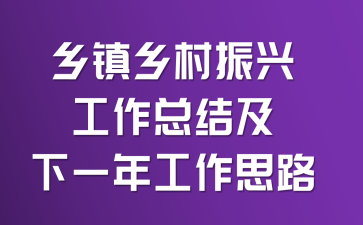 乡镇乡村振兴工作总结及下一年工作思路