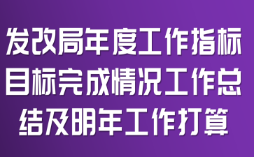 发改局年度工作指标目标完成情况工作总结及明年工作打算