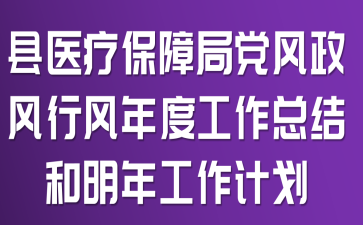 县医疗保障局党风政风行风年度工作总结和明年工作计划