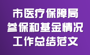 市医疗保障局参保和基金情况工作总结范文