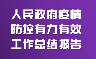 人民政府疫情防控有力有效工作总结报告