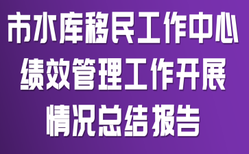 市水库移民工作中心绩效管理工作开展情况总结报告