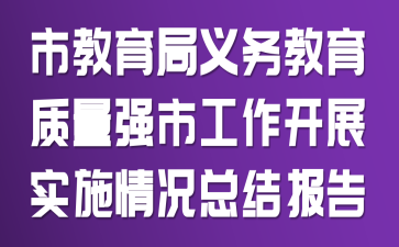 市教育局义务教育质量强市工作开展实施情况总结报告