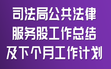 司法局公共法律服务股工作总结及下个月工作计划