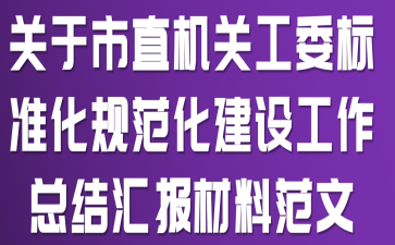 关于市直机关工委标准化规范化建设工作总结汇报材料范文