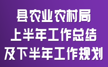 县农业农村局上半年工作总结及下半年工作规划