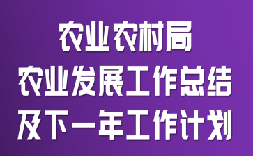农业农村局农业发展工作总结及下一年工作计划