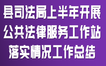 县司法局上半年开展公共法律服务工作站落实情况工作总结