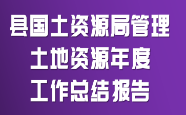 县国土资源局管理土地资源年度工作总结报告