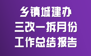 乡镇城建办三改一拆月份工作总结报告