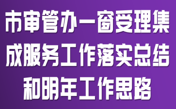 市审管办“一窗受理、集成服务”工作落实总结和明年工作思路