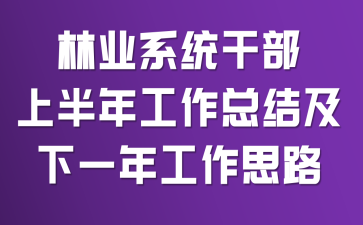 林业系统干部上半年工作总结及下一年工作思路