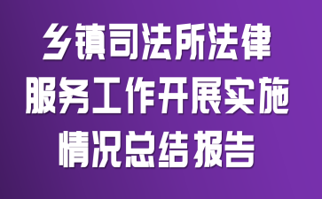 乡镇司法所法律服务工作开展实施情况总结报告