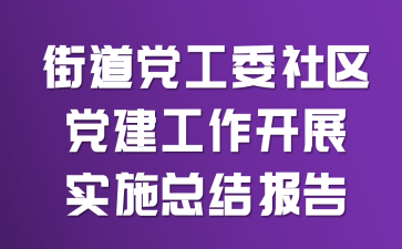 街道党工委社区党建工作开展实施总结报告