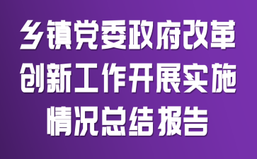 乡镇党委政府改革创新工作开展实施情况总结报告