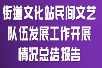 街道文化站民间文艺队伍发展工作开展情况总结报告
