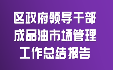 区政府领导干部成品油市场管理工作总结报告
