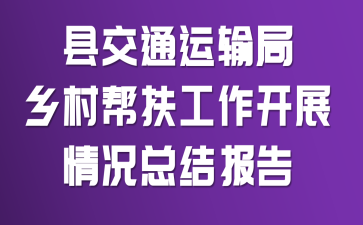 县交通运输局乡村帮扶工作开展情况总结报告