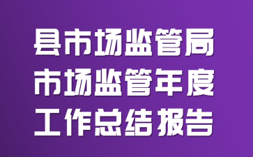 县市场监管局市场监管年度工作总结报告