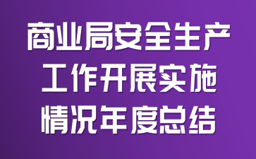 商业局安全生产工作开展实施情况年度总结
