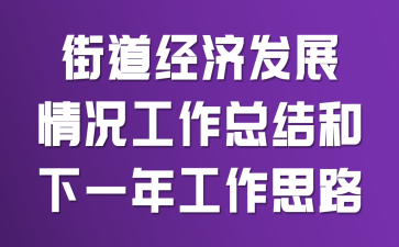 街道经济发展情况工作总结和下一年工作思路