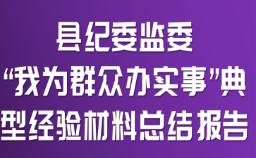 县纪委监委“我为群众办实事”典型经验材料总结报告