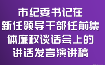 市纪委书记在“新任领导干部任前集体廉政谈话会”上的讲话发言演讲稿