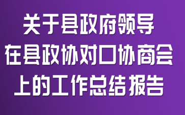 关于县政府领导在县政协对口协商会上的工作总结报告