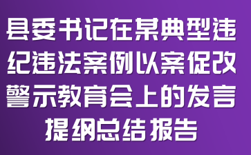 县委书记在某典型违纪违法案例“以案促改”警示教育会上的发言提纲总结报告
