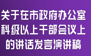 关于在市政府办公室科级以上干部会议上的讲话发言演讲稿