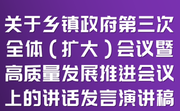 关于乡镇政府第三次全体(扩大)会议暨高质量发展推进会议上的讲话发言演讲稿